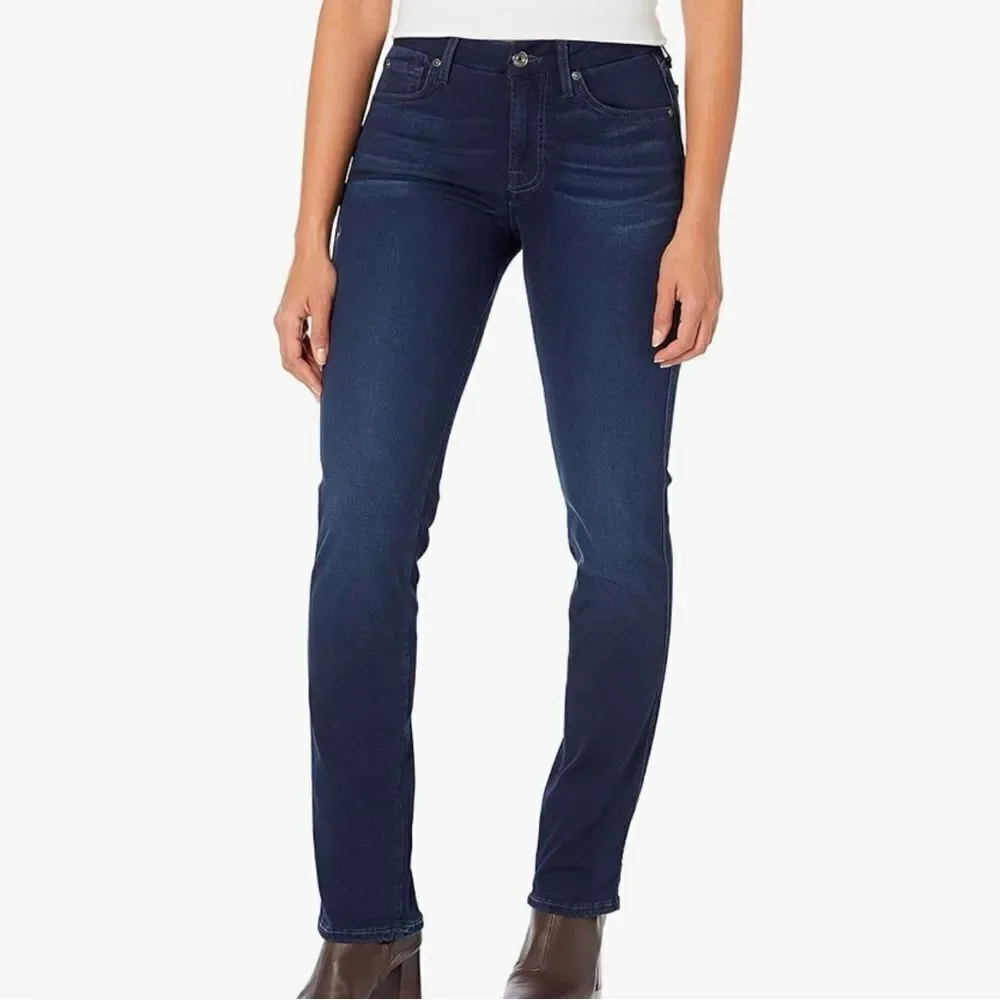 7 For All Mankind Kimmie Straight Leg Jeans Dark Blue 28 - Picture 1 of 14